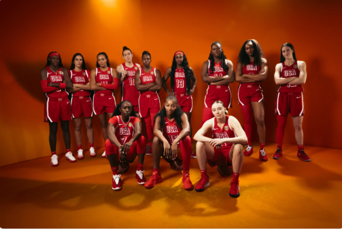 USA Women's Basketball players watching from the bench during the FIBA World Cup