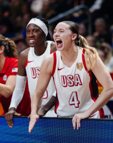 USA Women's Basketball players celebrating during the championship game
