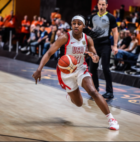 Jackie Young in USA Basketball uniform #13